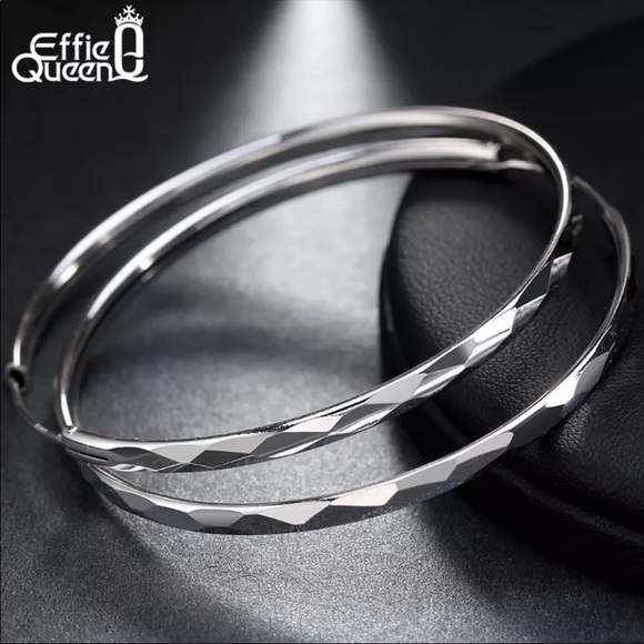 New big hoop silver earrings women’s ear rings - Picture 3 of 4